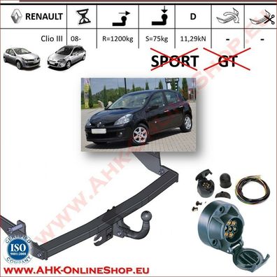 AHK ES7 Renault Clio III ab 2005- Schrägheck Anhängevorrichtung Anhängerkupplung