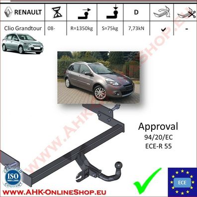 AHK Renault Clio III Bj.2008-2012 Grandtour Anhängevorrichtung Anhängerkupplung
