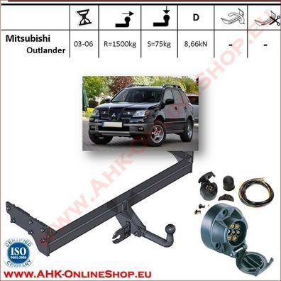AHK ES7 Mitsubishi Outlander I Bj 2003-2007 Anhängevorrichtung Anhängerkupplung