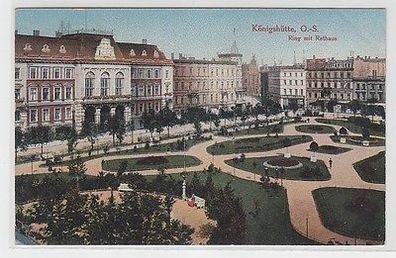 66331 Feldpost Ak Königshütte Oberschlesien Ring mit Rathaus 1917