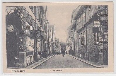 66456 Ak Rendsburg hohe Strasse mit Uhrengeschäft um 1930