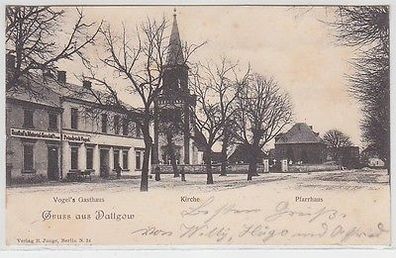 66450 Ak Gruß aus Dallgow Vogel´s Gasthaus, Kirche, Pfarrhaus 1900