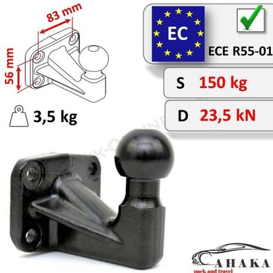 3500kg Anschraubplatte 83x56mm Kugelkopf AHK Anhängebock f. Mercedes Sprinter 4T