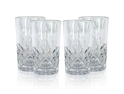 Mixcompany Longdrinkglas - 4er Longdrink Gläser Set - 4x Kristall Design Glas