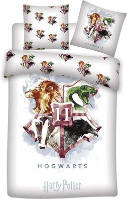 Harry Potter Wende Bettwäsche Hogwarts Wappen 2tlg 135 x 200 cm 80 x 80cm