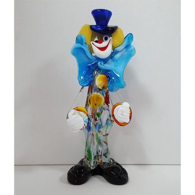 Glasfigur Figur Clown Glas im Murano Stil H 23,5 cm