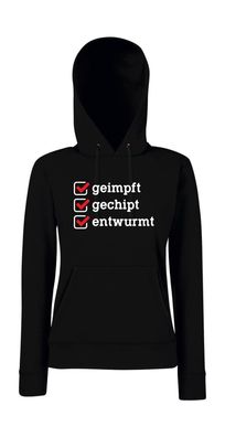 Geimpft Gechipt Entwurmt Girlie Frauen Kapuzenpullover