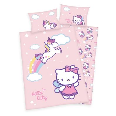 Hello Kitty Baby Bettwäsche mit Einhorn 40 x 60 und 100 x 135 cm