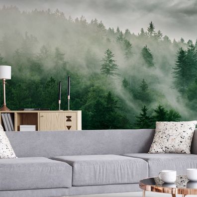 Muralo VLIES Fototapeten XXL Wald im Nebel Bäume Natur 1418