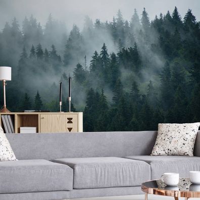 Muralo Selbstklebende Fototapeten XXL 3D Effekt Wald Bäume Nebel 1724