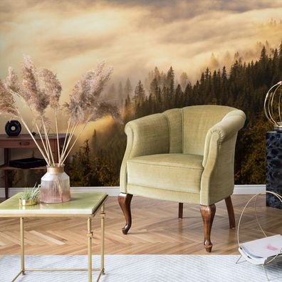 Muralo Selbstklebende Fototapeten XXL Wald im Nebel Bäume Natur 2028