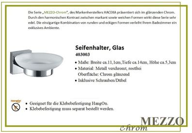 Mezzo Chrome Seifenhalter mit Glaseinsatz Rostfrei Matt, Glas satiniert