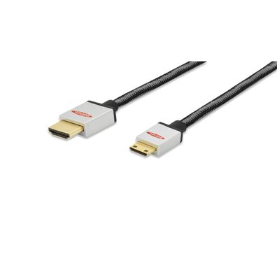 Ednet 2 m High Speed HDMI 2.0b Kabel Stecker Typ C (Mini) - Typ A mit Ethernet