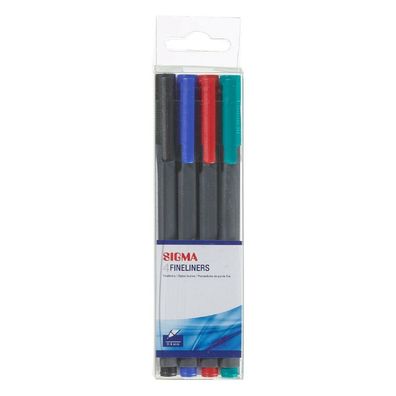 4 SIGMA Fineliners 0,4 mm Blau, Grün, Rot, Schwarz NEU OVP
