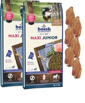 2x15kg Bosch Junior Maxi + 6 x Kaninchenohren