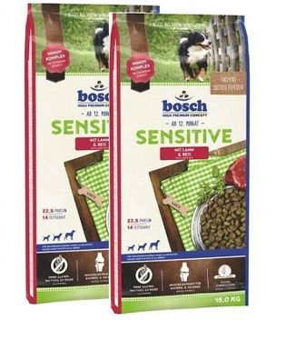 2x15kg Bosch Adult Sensitive Lamm & Reis