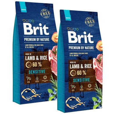 2x15kg Brit Premium By Nature Sensitive Lamb weizenfreies Hundefutter
