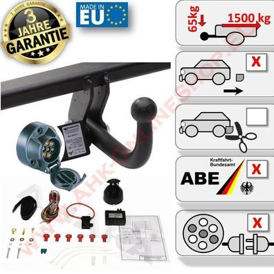 AHK + E-Satz 7 polig Citroen C4 Bj 2004-10.2010 Schrägheck Anhängerkupplung AHZV