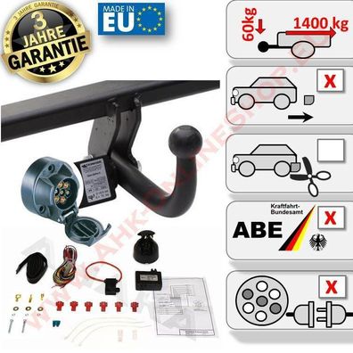 AHK + E-Satz 7 polig Fiat Bravo II ab 2007 Schrägheck Anhängerkupplung AHZV Neu