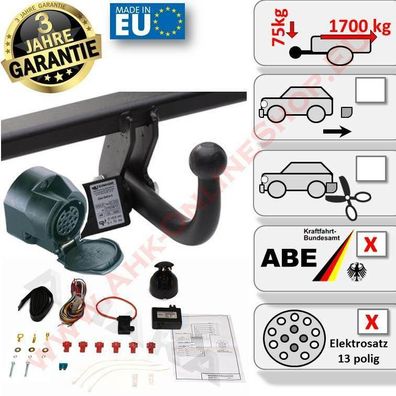 AHK + E-Satz 13 polig Peugeot 308 Bj 2008-02.2014 Kombi Anhängerkupplung Neu AHZV