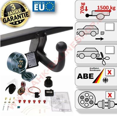 AHK + E-Satz 7 polig Peugeot 3008 2009-2016 Anhängerkupplung AHZV Neu Komplett