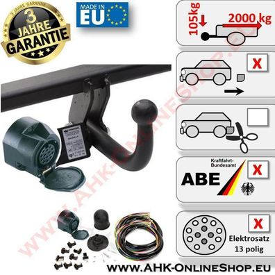 AHK + E-Satz 13 polig Jeep Compass (MK49) Bj. 2006-2011 Anhängerkupplung AHZV