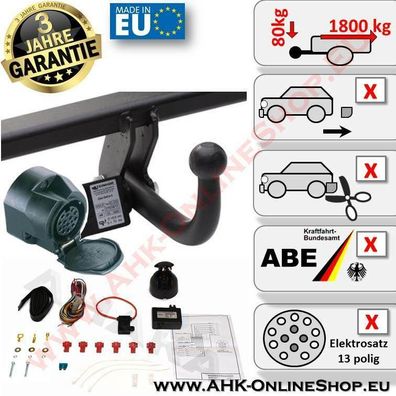 AHK + E-Satz 13 polig Mazda 626 Bj. 04.1997-10.2002 Stufenheck Anhängerkupplung