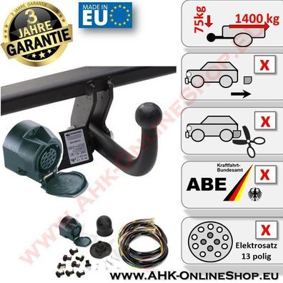AHK + E-Satz 13 polig Mitsubishi Space Star Bj. 1998-2006 Anhängerkupplung AHZV