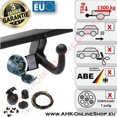 AHK + E-Satz 7 polig Nissan Micra (K12) Bj. 02.03-10 Schrägheck Anhängerkupplung