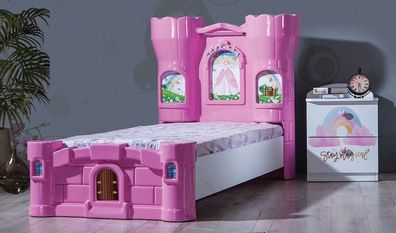 NEU Jugendzimmer Bett Palina in weiß pink Prinzessin Burg Mädchenbett TOP