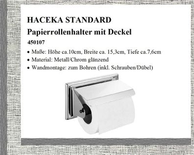 Model "Standard" Papierhalter Toilettenpapierhalter mit Deckel Metal verchromt