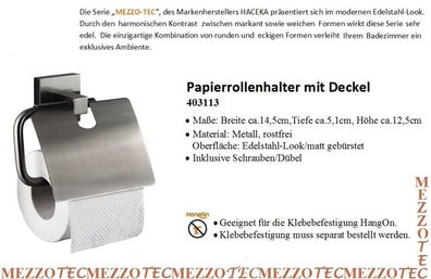 Mezzo Tec Papierrollenhalter mit Deckel Papierhalter Metall gebürstet