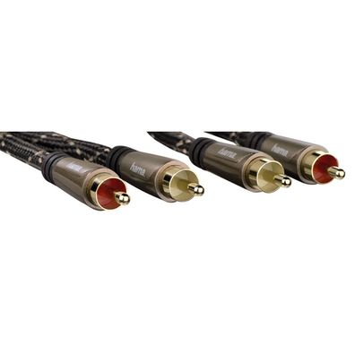 Hama Audio Kabel 4x Cinch-Stecker RCA 3m Metall vergoldet Stereo mit Knickschutz