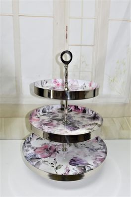 Impressionen Etagere Vintage Deko-Etagere, floral Aluminium