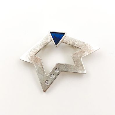 Designer Anhänger aus 925er Silber mit Lapis Lazuli und Zirkonia - Handarbeit