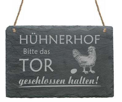 Schiefertafel « Hühnerhof - Tor geschlossen halten » Schild Hinweisschild Hühner