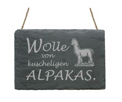 Schild Dekotafel Schiefer WOLLE von Alpakas Alpaka Sprücheschild Schiefertafel
