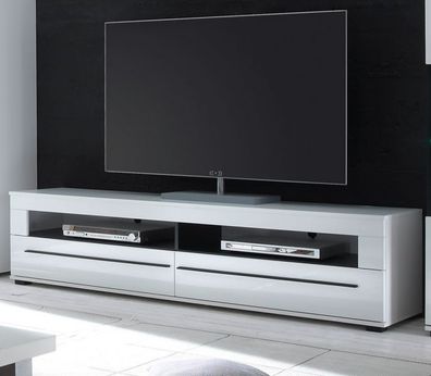 TV-Lowboard Fernsehtisch weiß Hochglanz Board Flat TV Unterteil 180 cm Design-D
