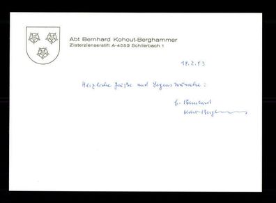 Bernhard Kohout Berghammer Abt des Stiftes Schlierbach Signiert # BC 179717