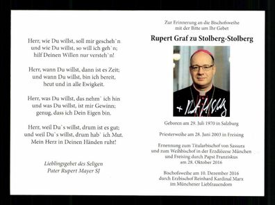 Rupert Graf zu Stolberg Weihbischof von München Original Signiert # BC 180104