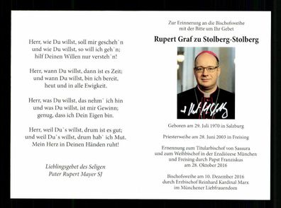 Rupert Graf zu Stolberg Weihbischof von München Original Signiert # BC 180107