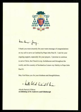 Keith Patrick Kardinal O´Brien 1938-2018 Erzbischof von Saint Andrews # G 33708