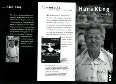 Hans Küng 1928-2021 Schriftsteller / Theologe Original Signiert # G 34218