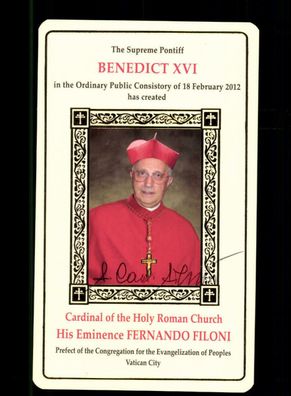Fernando Kardinal Filoni Kurienkardinal Original Signiert #BC 180356