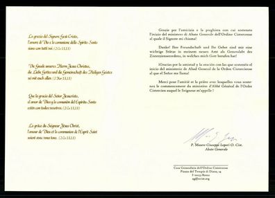 Mauro Giuseppe Lepori OC Generalabt der Zisterzienser Original Signiert #G 34206