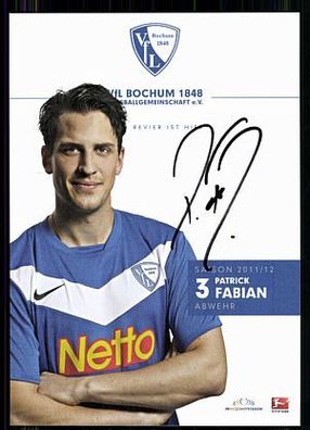 Patrick Fabian VFL Bochum 2011-12 Autogrammkarte Original Signiert+ A 85908