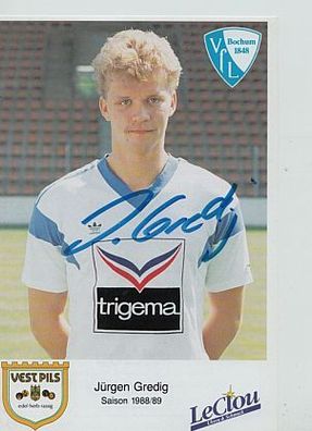 Jürgen Gredig VFL Bochum 1988-89 Autogrammkarte Original Signiert + A 86180