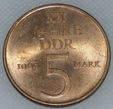 DDR 5 Mark XX Jahre DDR 1969 super Erhaltung