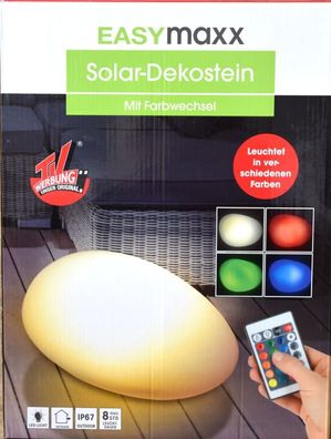 LED Solar Laterne Stein Easymaxx Solarlampe Tageslichtsensor Farbwechsel NEU