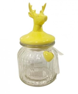 Glas Dose 0,5L mit Hirschdeckel gelb Vorratsglas
